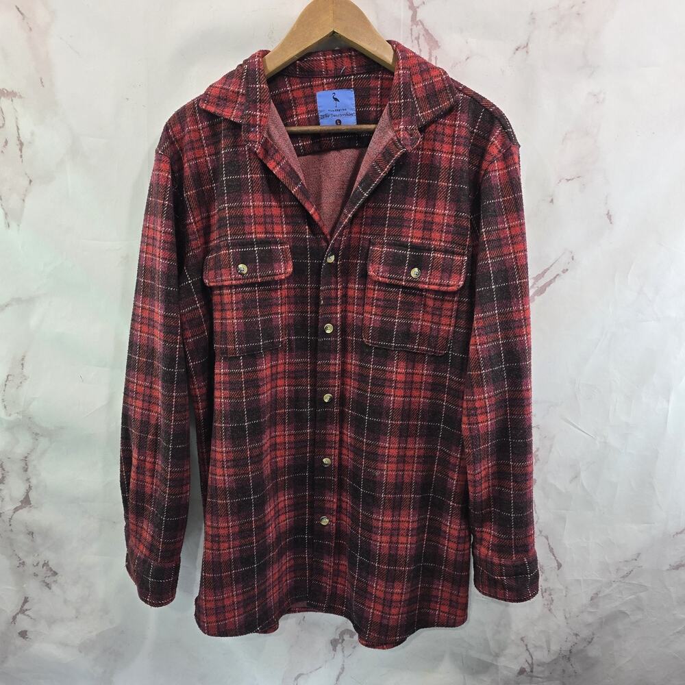Tailor Byrd Shirt Mens Large Red Plaid Button Long Sleeve Flannel The Sweatshirt